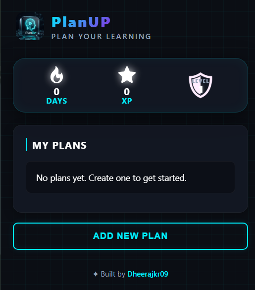 PlanUP Popup Dashboard with Gamification